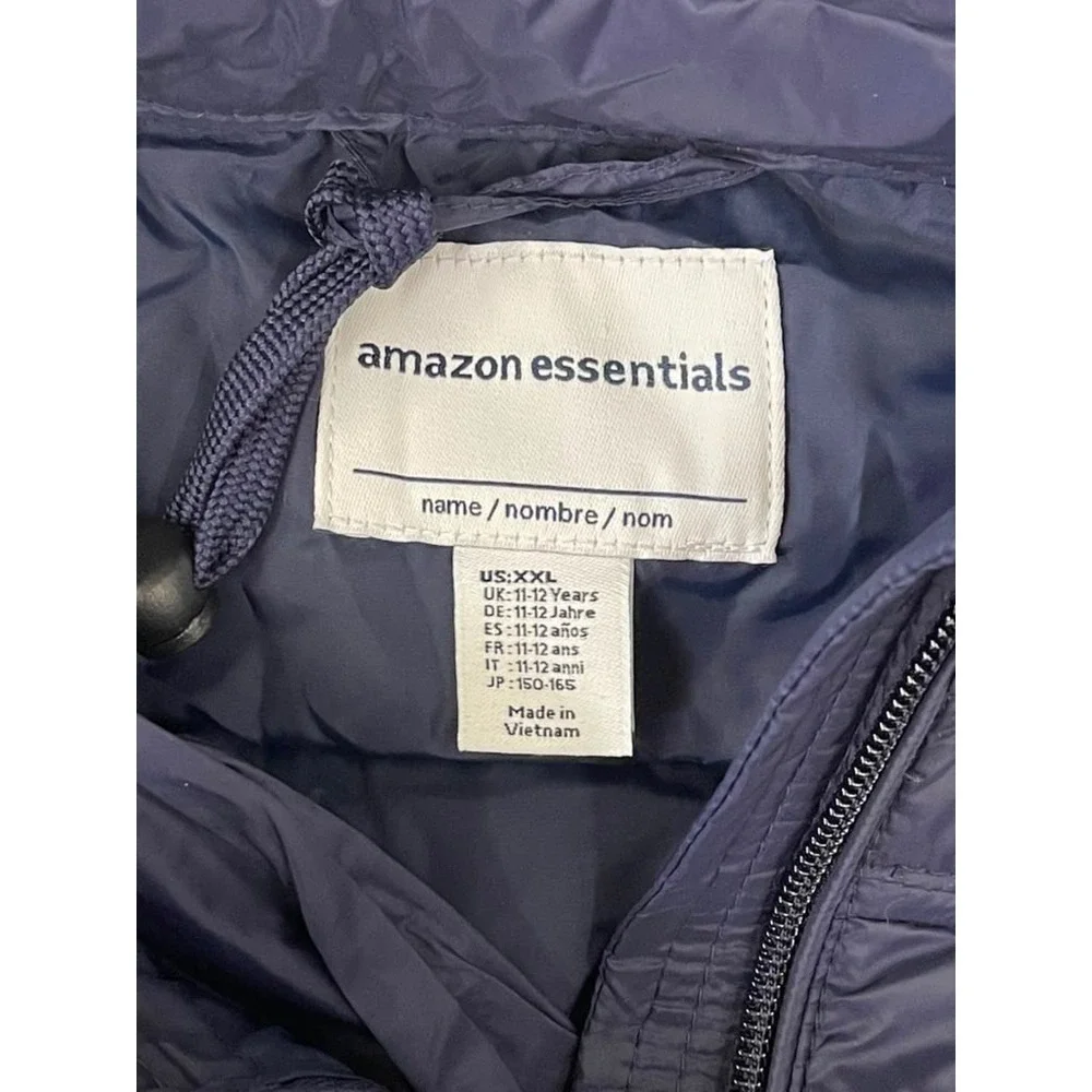 Amazon Essentials Kids Navy Blue Puffer Vest Quilted Full Zip Size XXL 11-12 Yrs